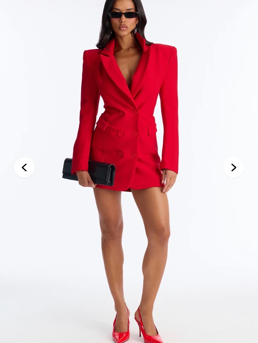 H&M Red Double-Breasted Blazer Coat